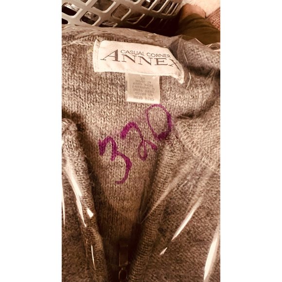 CASUAL CORNER ANNEX vintage wool full zip collared gray cardigan sweater XL - Picture 12 of 12